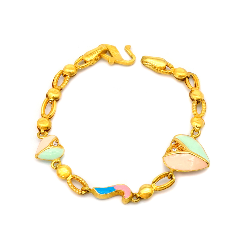 18k Gold Layered Mariner Link Bracelet With Plain Gold ID Band for Kid –  Bella Joias Miami